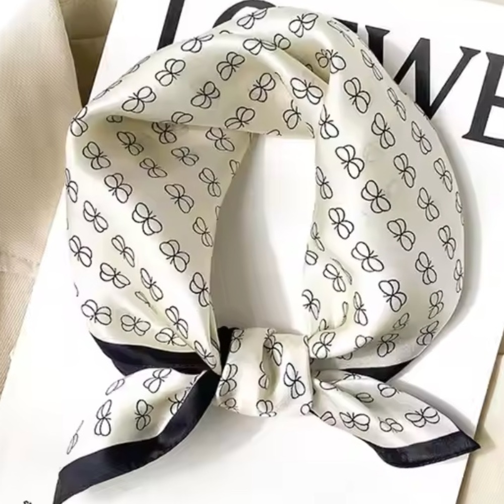 NWOT Black and White Butterfly Print Satin Scarf